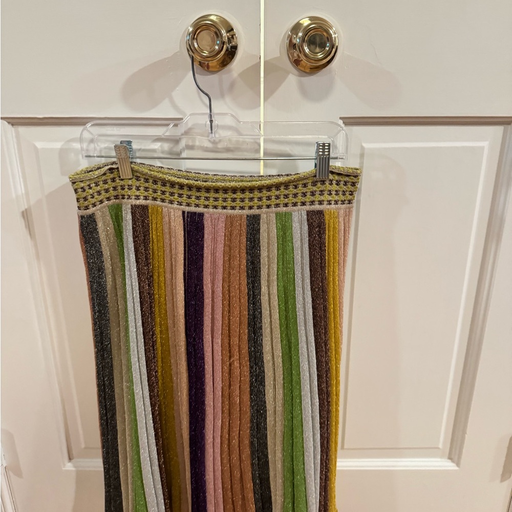 missoni glittery multicolor stripe midi skirt 48 XL a line flowy colorful fun - Picture 12 of 15
